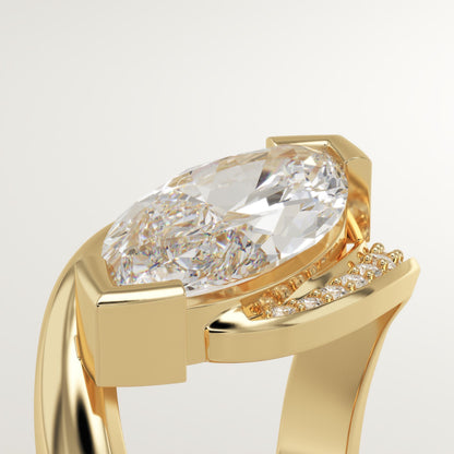 Marquise Cut Semi Pave Lab-Grown Diamond Engagement Ring
