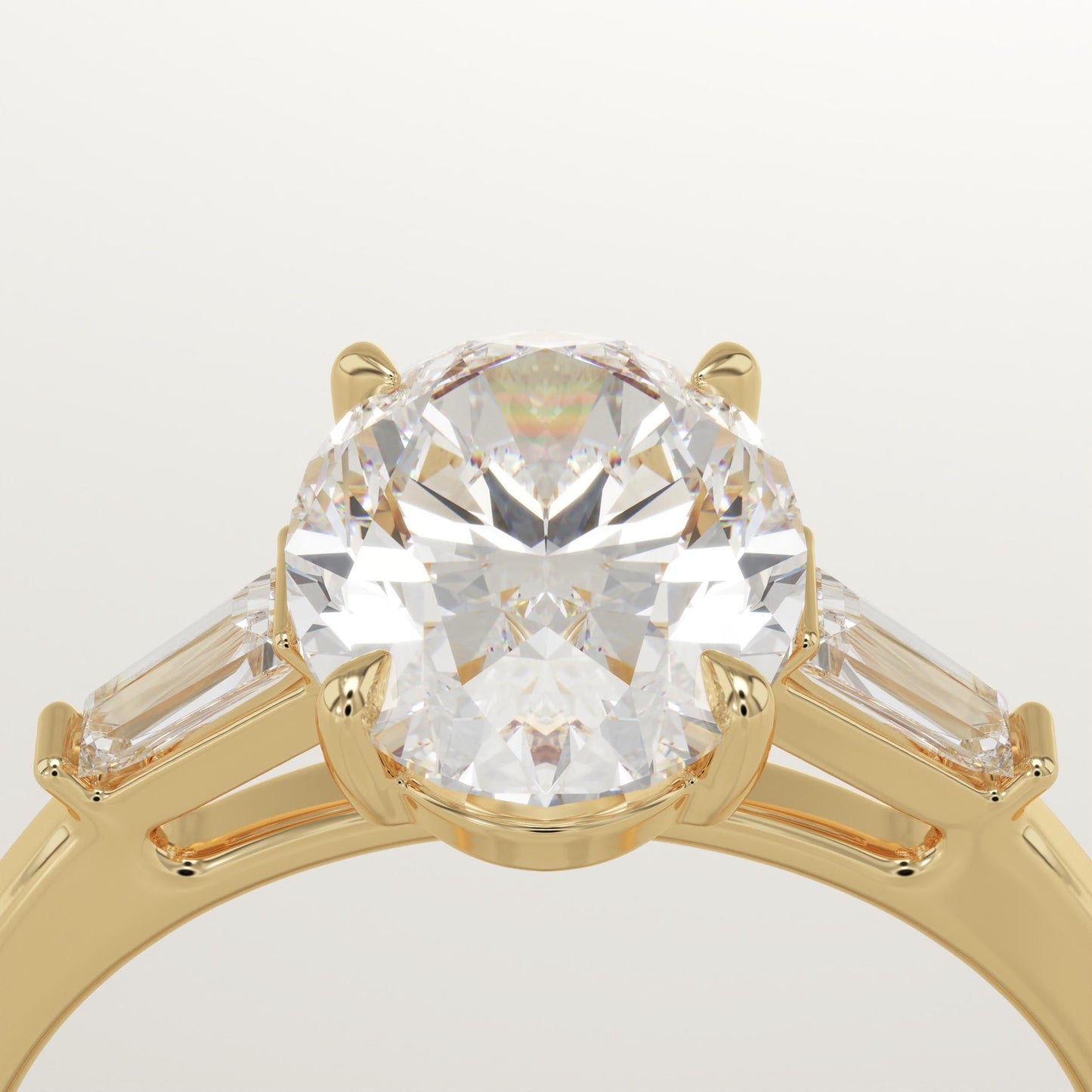 Oval Cut Three Stone Lab-Grown Diamond Engagement Ring