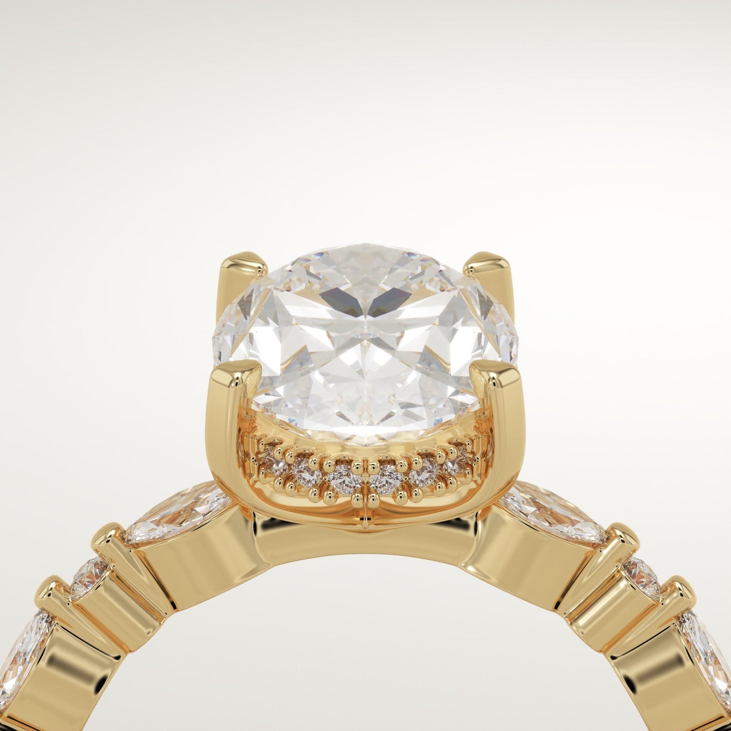 Oval Cut Hidden Halo & Pave Lab-Grown Diamond Engagement Ring