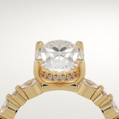 Oval Cut Hidden Halo & Pave Lab-Grown Diamond Engagement Ring