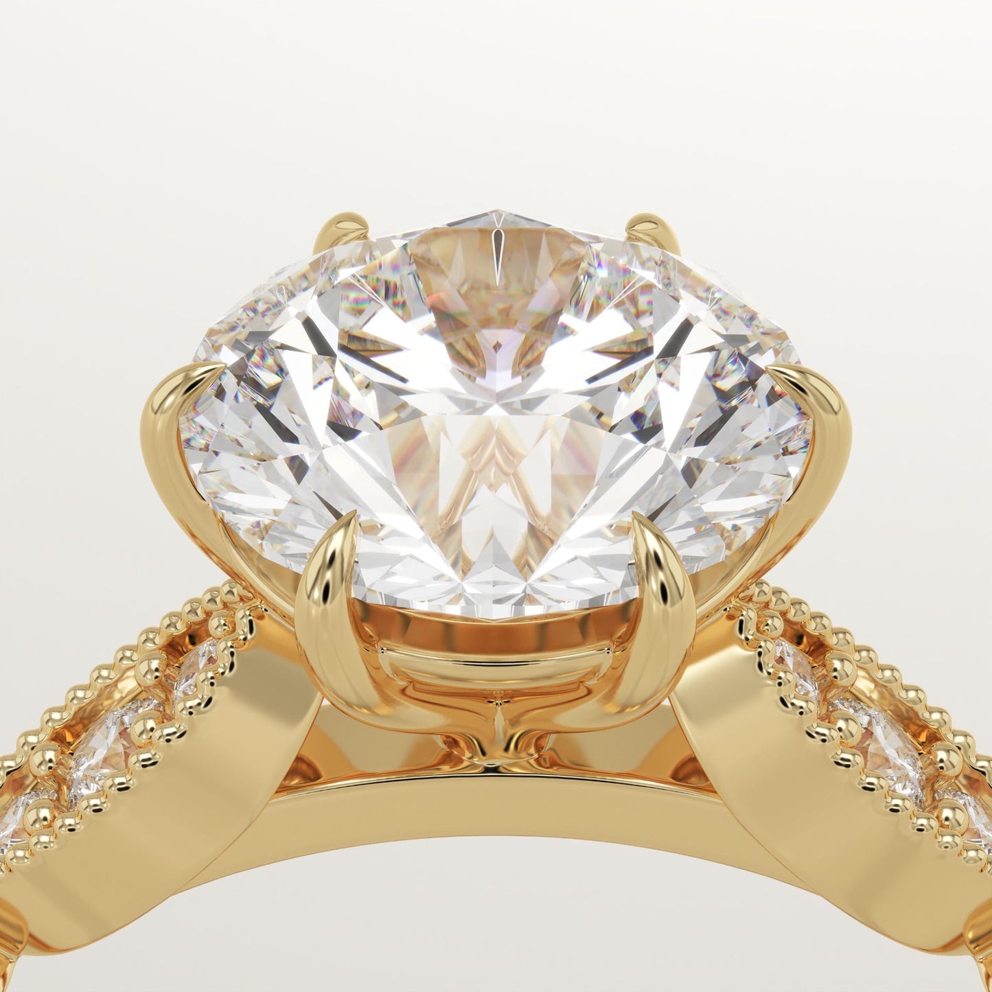Round Cut Vintage Pave Lab-Grown Diamond Engagement Ring