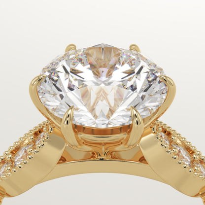 Round Cut Vintage Pave Lab-Grown Diamond Engagement Ring