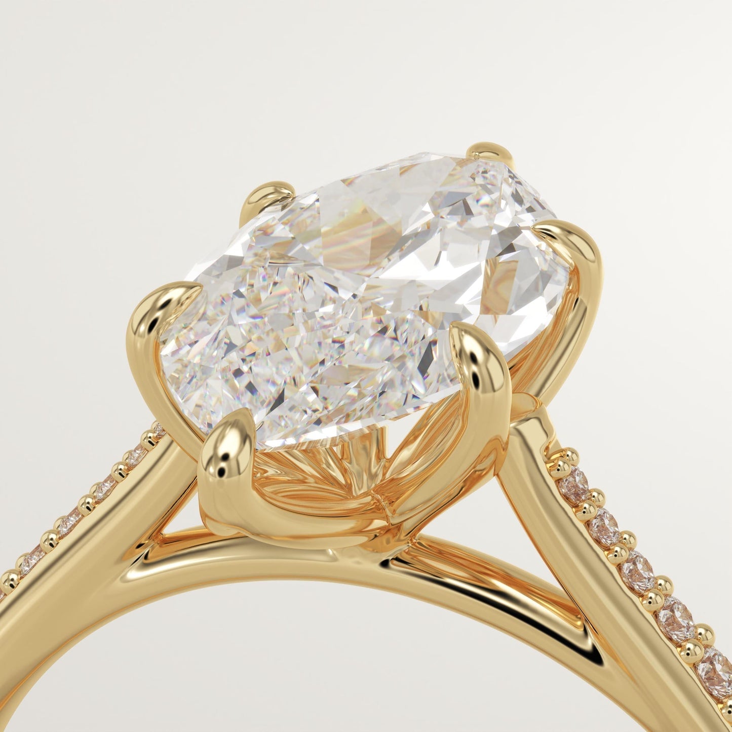 1.75 CT Marquise Cut Pave Cathedral Moissanite Engagement Ring