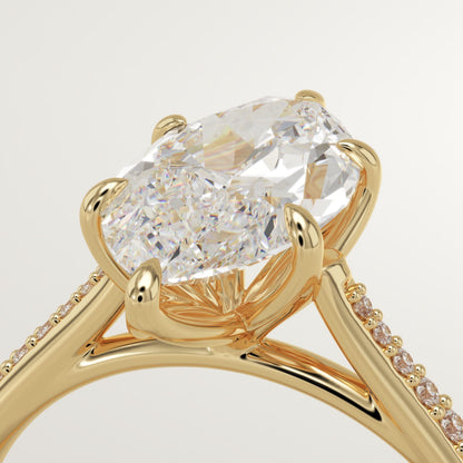 1.75 CT Marquise Cut Pave Cathedral Moissanite Engagement Ring
