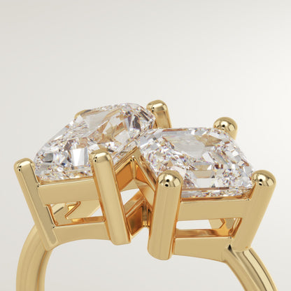 4.75 TCW Radiant & Asscher Cut Toi Et Moi Lab-Grown Diamond Engagement Ring