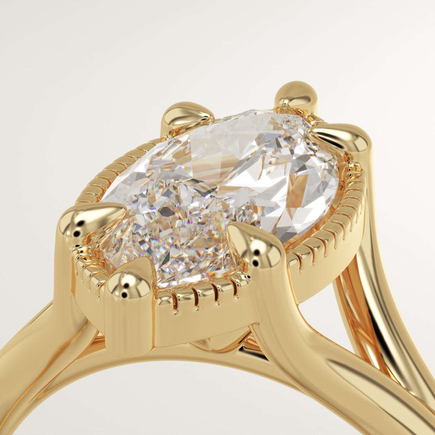Marquise Cut Split Shank Lab-Grown Diamond Engagement Ring