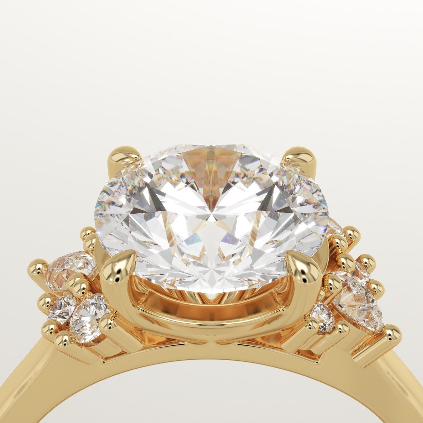 Round Cut Cluster Lab-Grown Diamond Engagement Ring