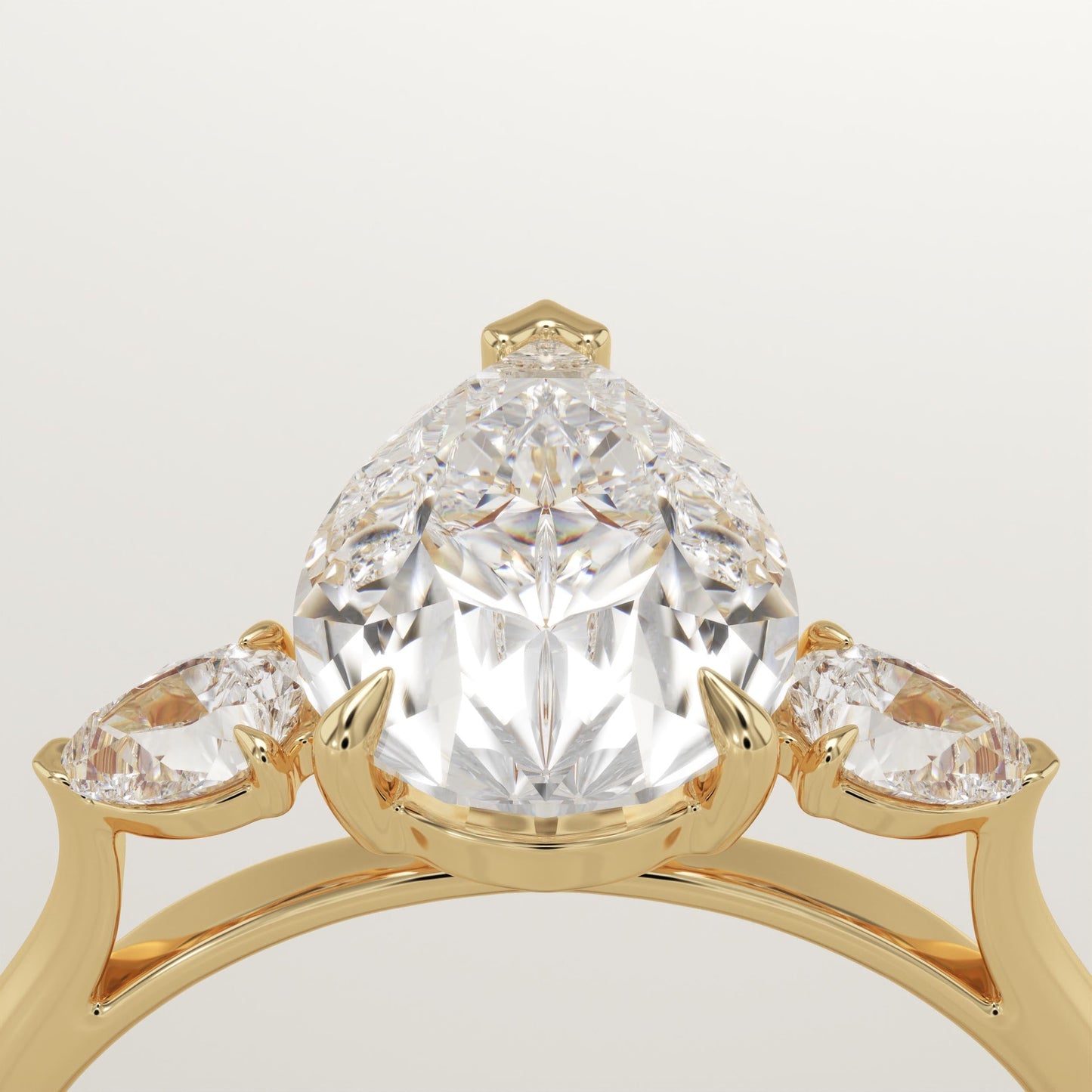 Pear Cut Three Stone Lab-Grown Diamond Engagement Ring