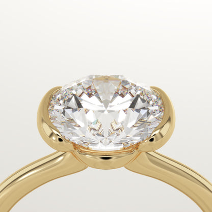 Round Cut Half Bezel Lab-Grown Diamond Engagement Ring