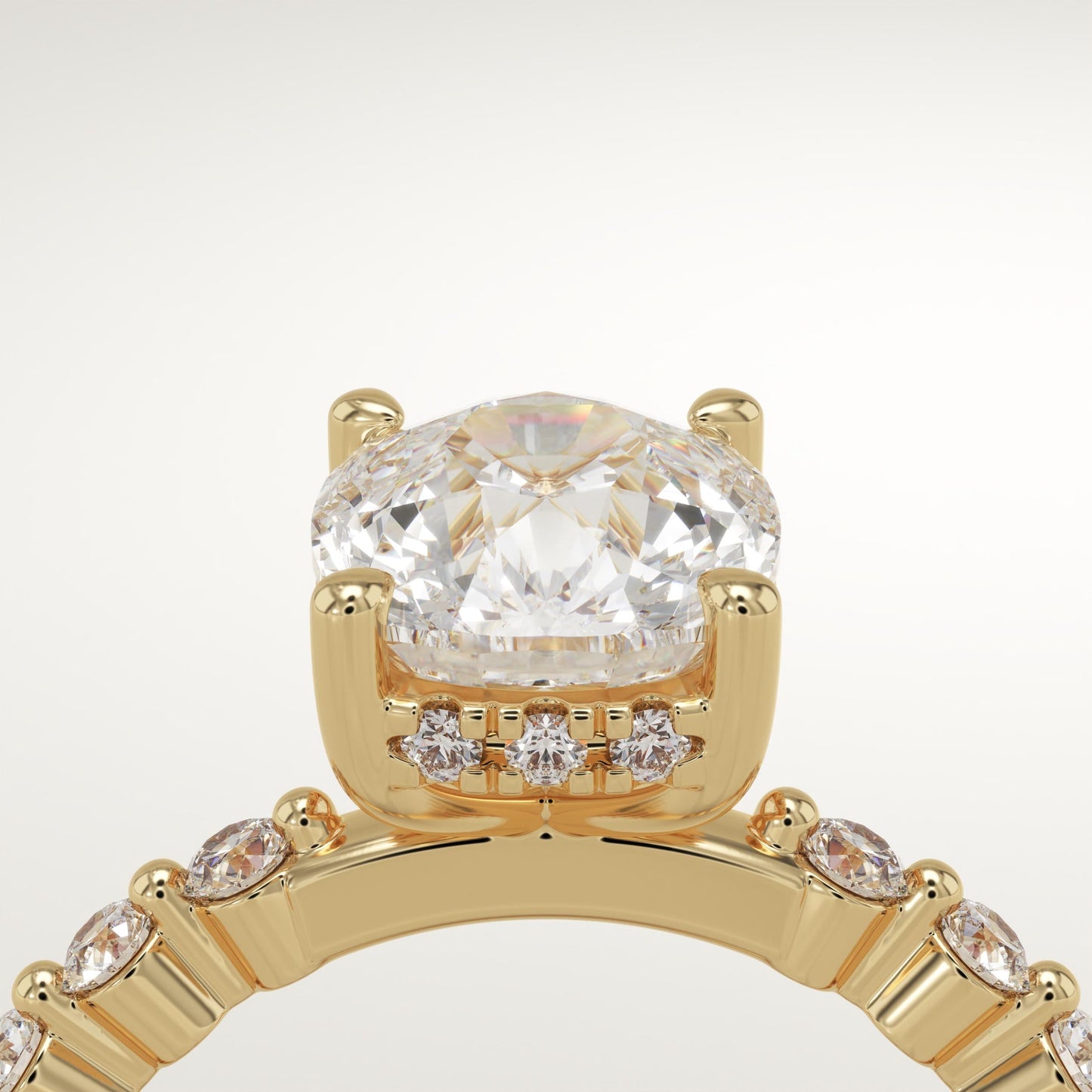 Elongated Cushion Cut Pave Lab-Grown Diamond Engagement Ring