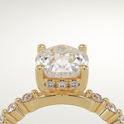 Elongated Cushion Cut Pave Lab-Grown Diamond Engagement Ring