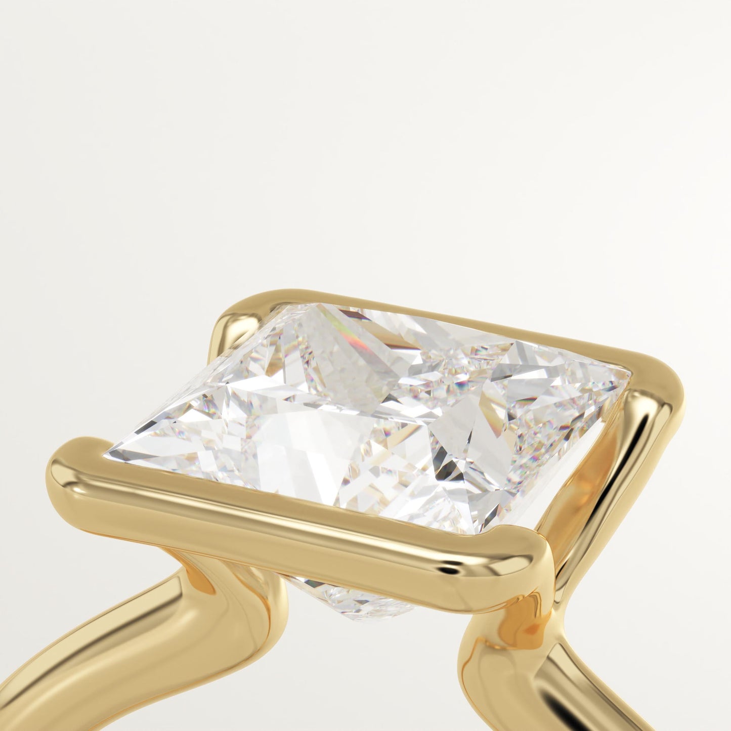 Princess Cut Half Bezel Lab-Grown Diamond Engagement Ring