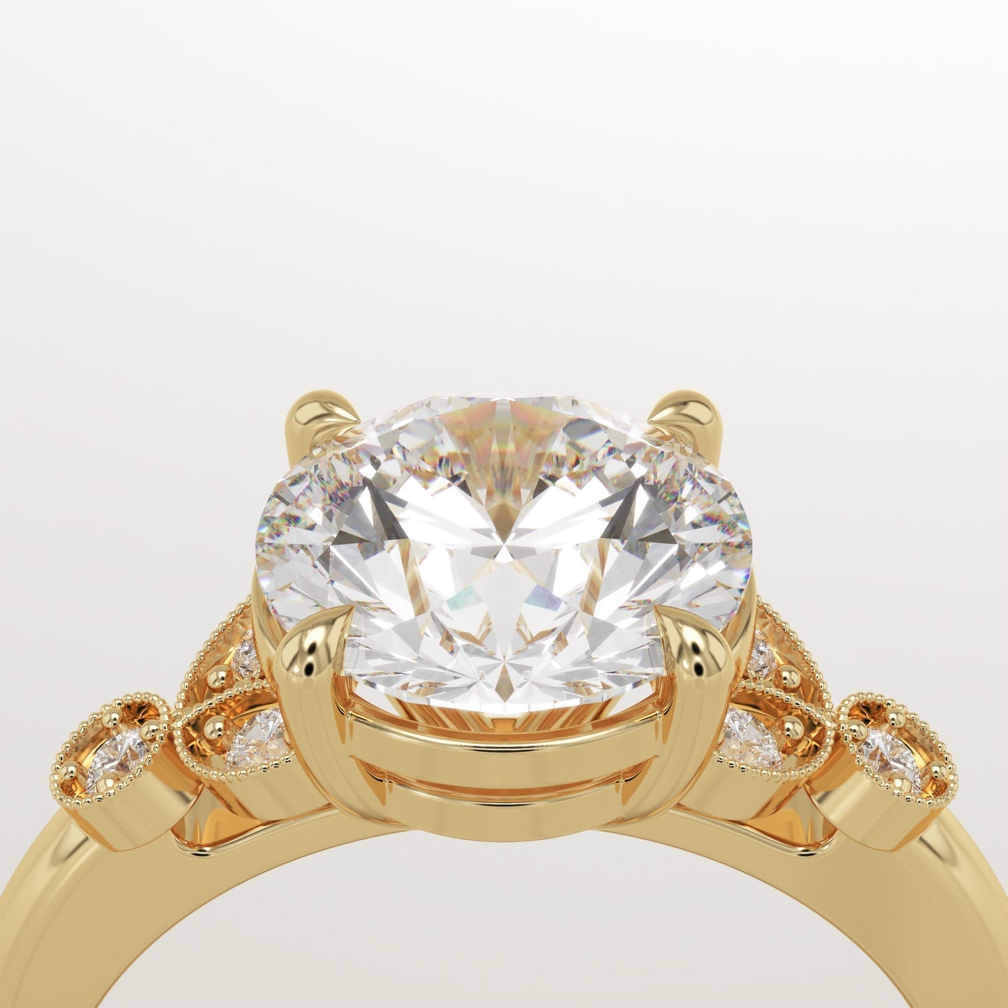 Round Cut Vintage Art Deco Lab-Grown Diamond Engagement Ring