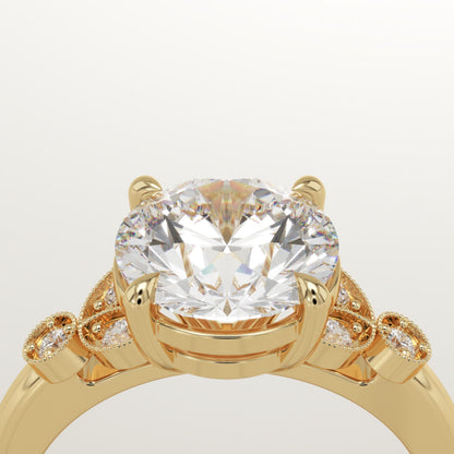 Round Cut Vintage Art Deco Lab-Grown Diamond Engagement Ring