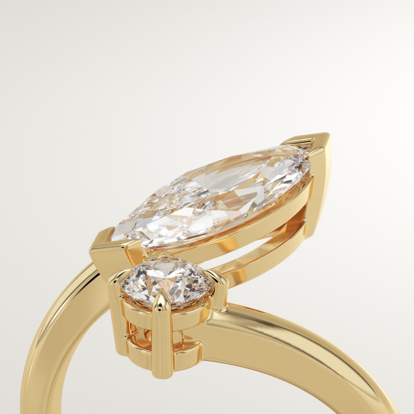 1.75 TCW Marquise & Round Cut Toi Et Moi Lab-Grown Diamond Engagement Ring