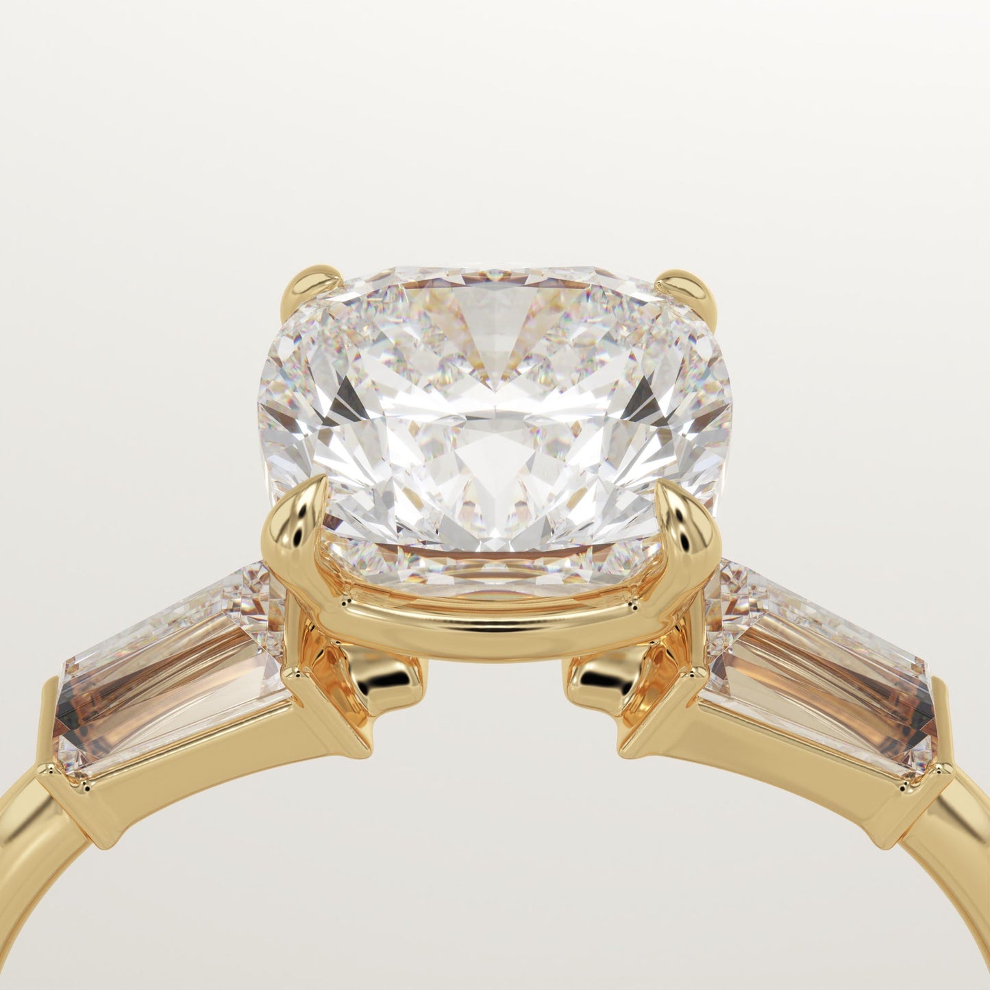 1.75 CT Cushion Cut Three Stone Moissanite Engagement Ring