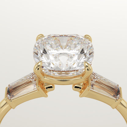 1.75 CT Cushion Cut Three Stone Moissanite Engagement Ring