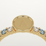 0.24 CT Round Cut Initial March-Aquamarine Birthstone Engagement Ring