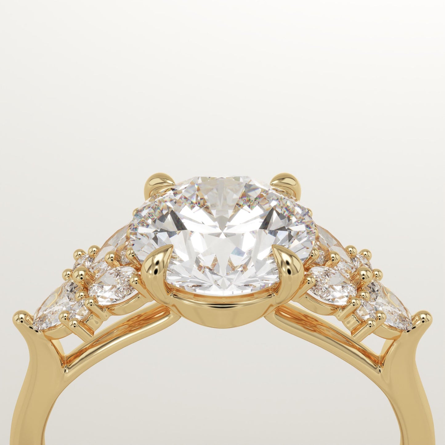 Round Cut Cluster Lab-Grown Diamond Engagement Ring