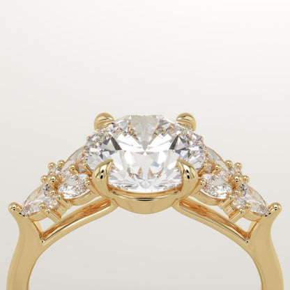 Round Cut Cluster Lab-Grown Diamond Engagement Ring