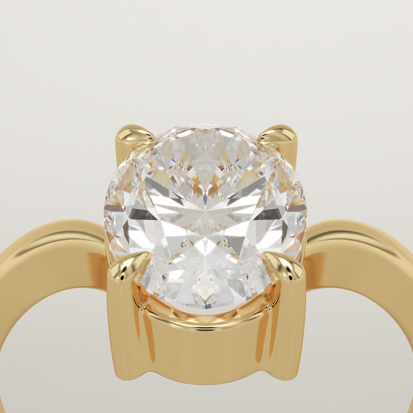 Oval Cut V Shaped Solitaire Lab-Grown Diamond Engagement Ring