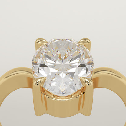 Oval Cut V Shaped Solitaire Lab-Grown Diamond Engagement Ring