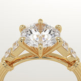 2.0 CT Round Cut Cluster Lab-Grown Diamond Engagement Ring