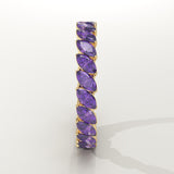 1.2 TCW Marquise Shaped February-Amethyst Birthstone Wedding Band
