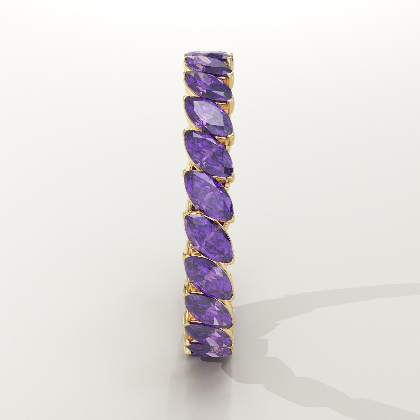 1.2 TCW Marquise Shaped February-Amethyst Birthstone Wedding Band