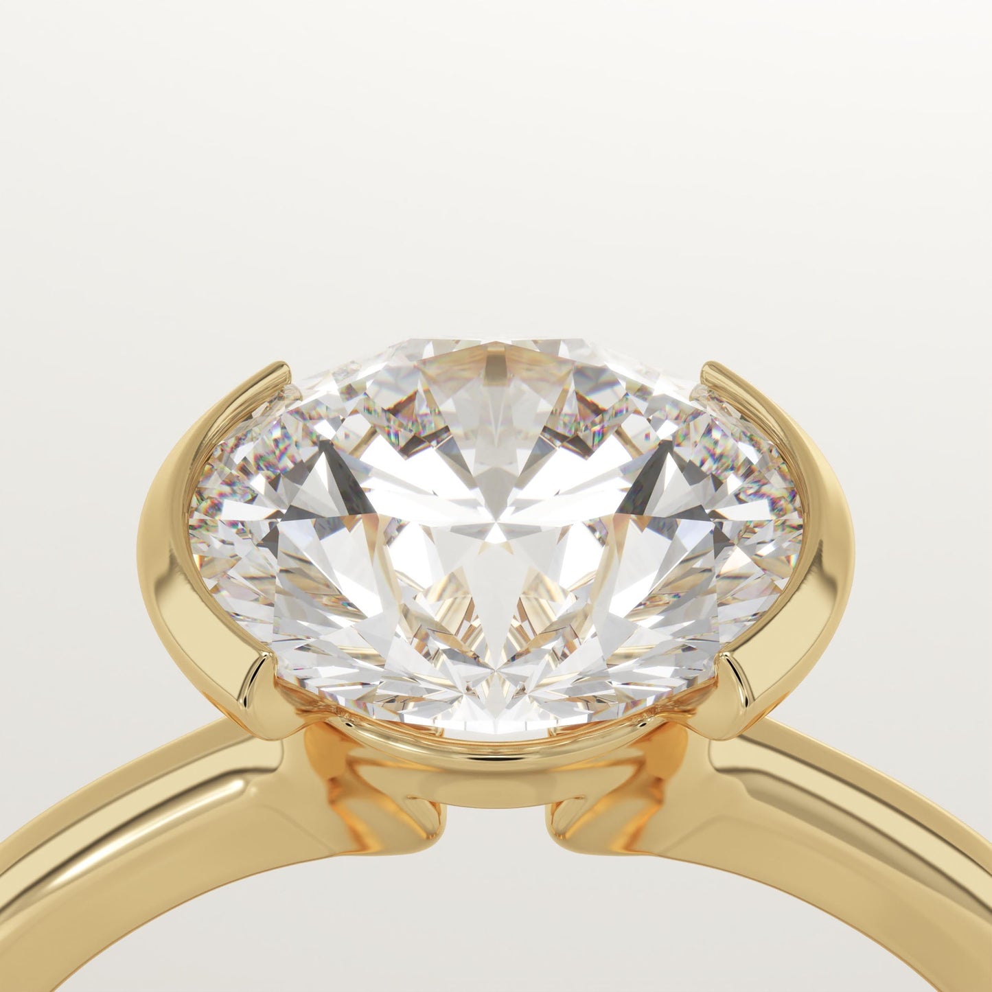Round Cut Half Bezel Lab-Grown Diamond Engagement Ring