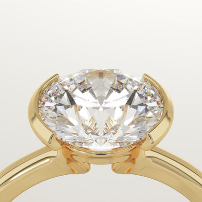 Round Cut Half Bezel Lab-Grown Diamond Engagement Ring