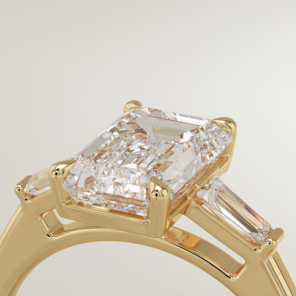 Emerald Cut Three Stone Lab-Grown Diamond Engagement Ring