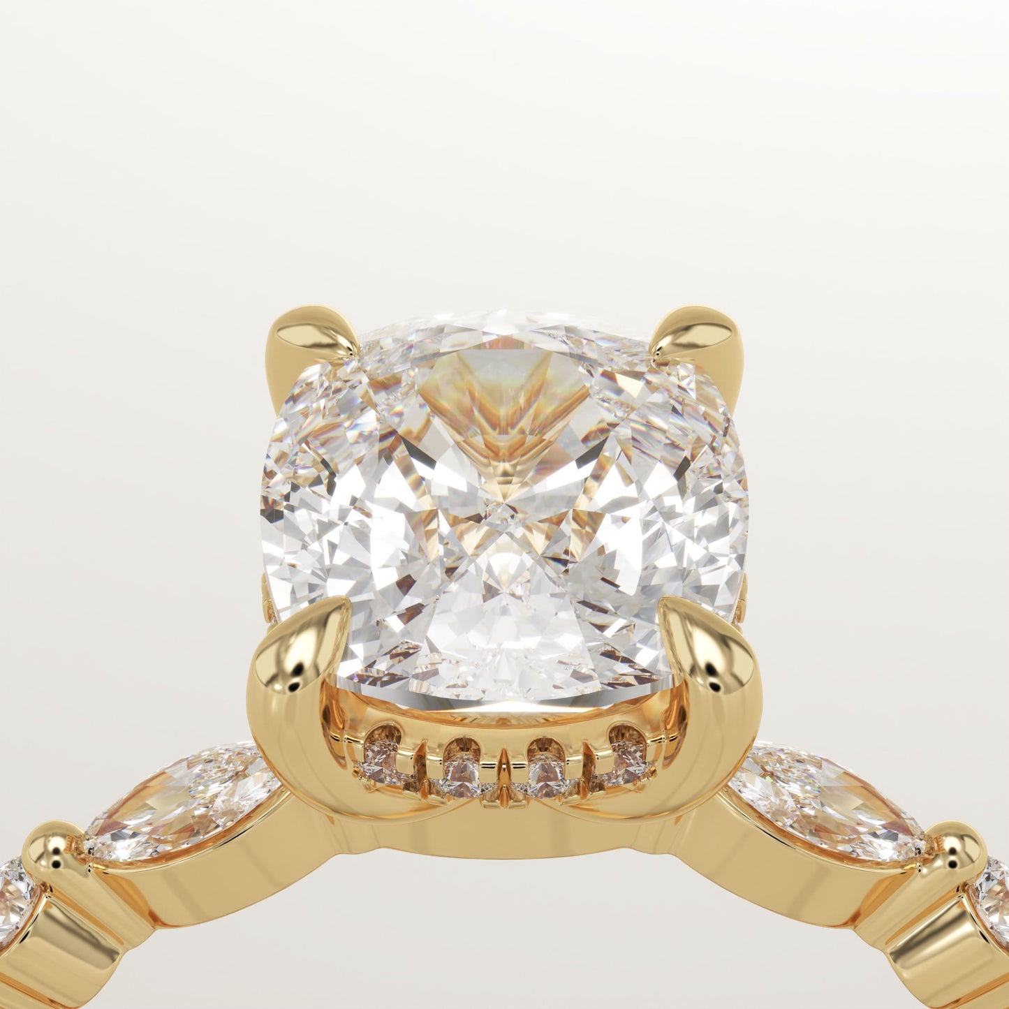 Elongated Cushion Cut Pave Lab-Grown Diamond Engagement Ring