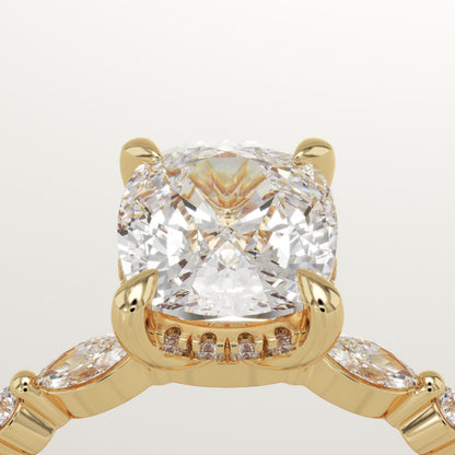 Elongated Cushion Cut Pave Lab-Grown Diamond Engagement Ring