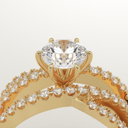 Round Cut Criss Cross Pave Lab-Grown Diamond Engagement Ring