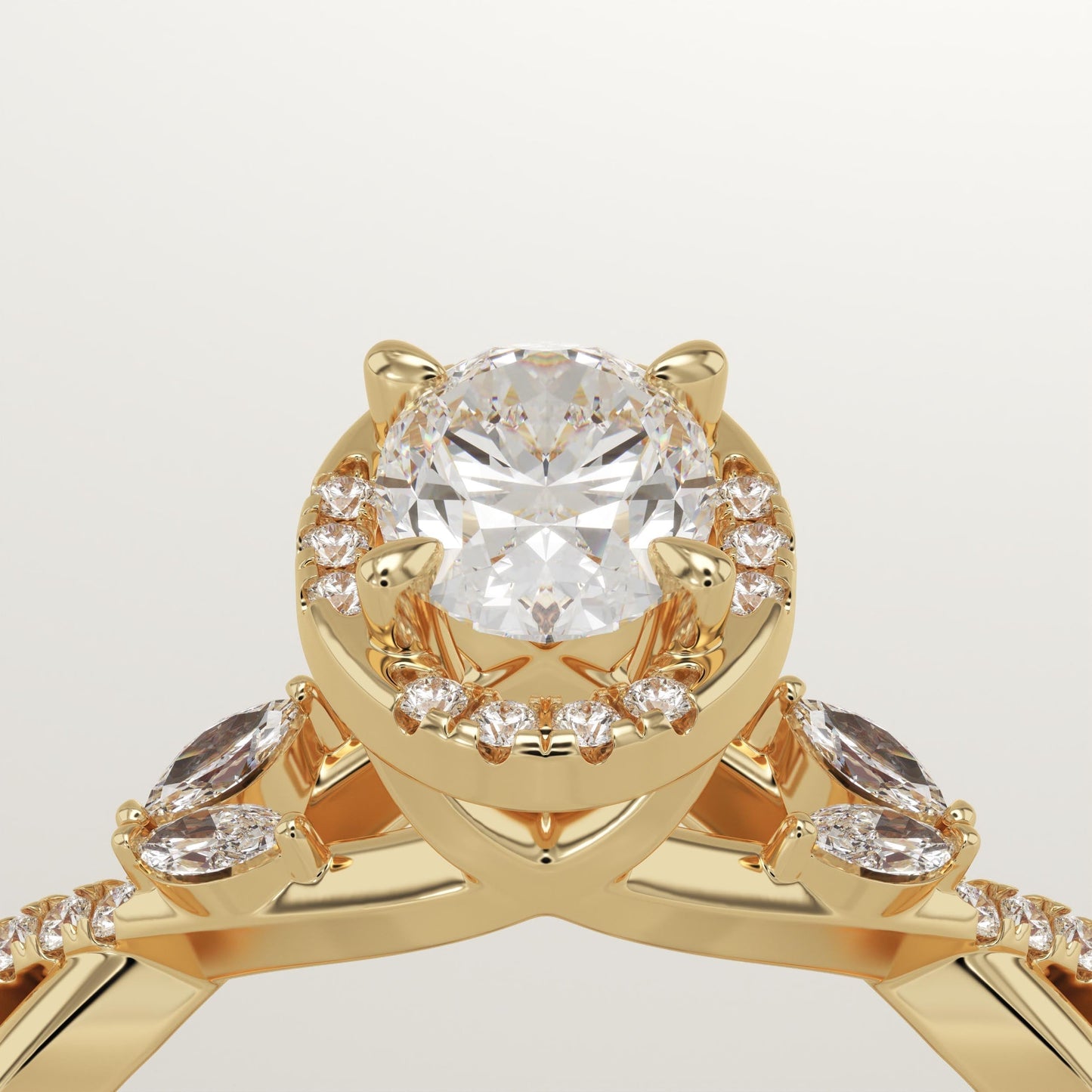 Oval Cut Cluster Lab-Grown Diamond Engagement Ring
