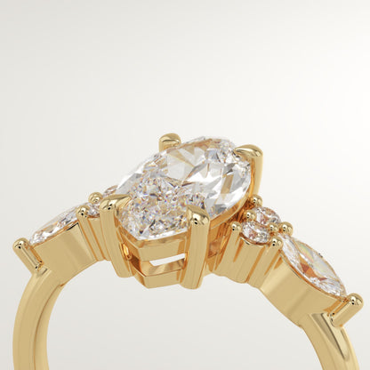 Marquise Cut Cluster Lab-Grown Diamond Engagement Ring