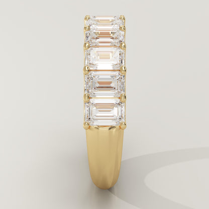 1.8 TCW Emerald Lab-Grown Diamond Half Eternity Wedding Band