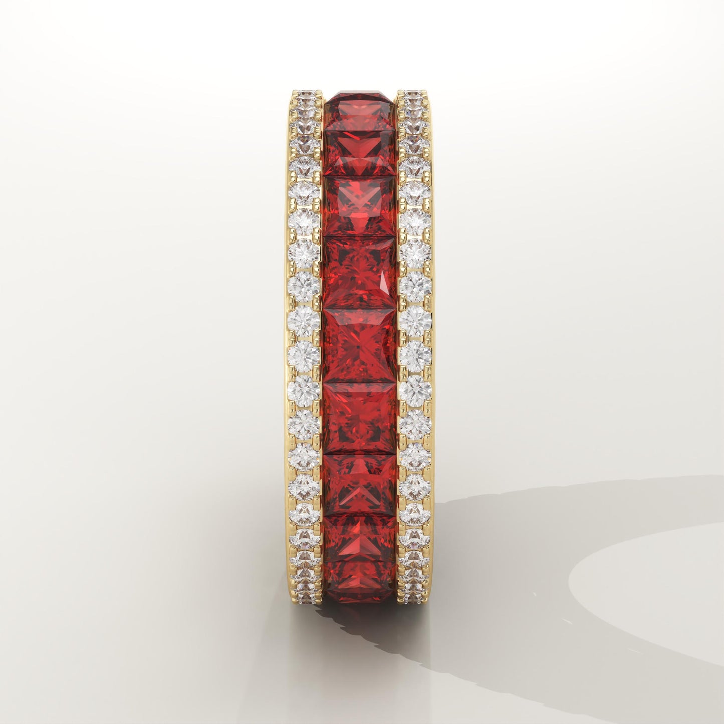 4.52 TCW Princess & Round Shaped January-Garnet Birthstone Wedding Band