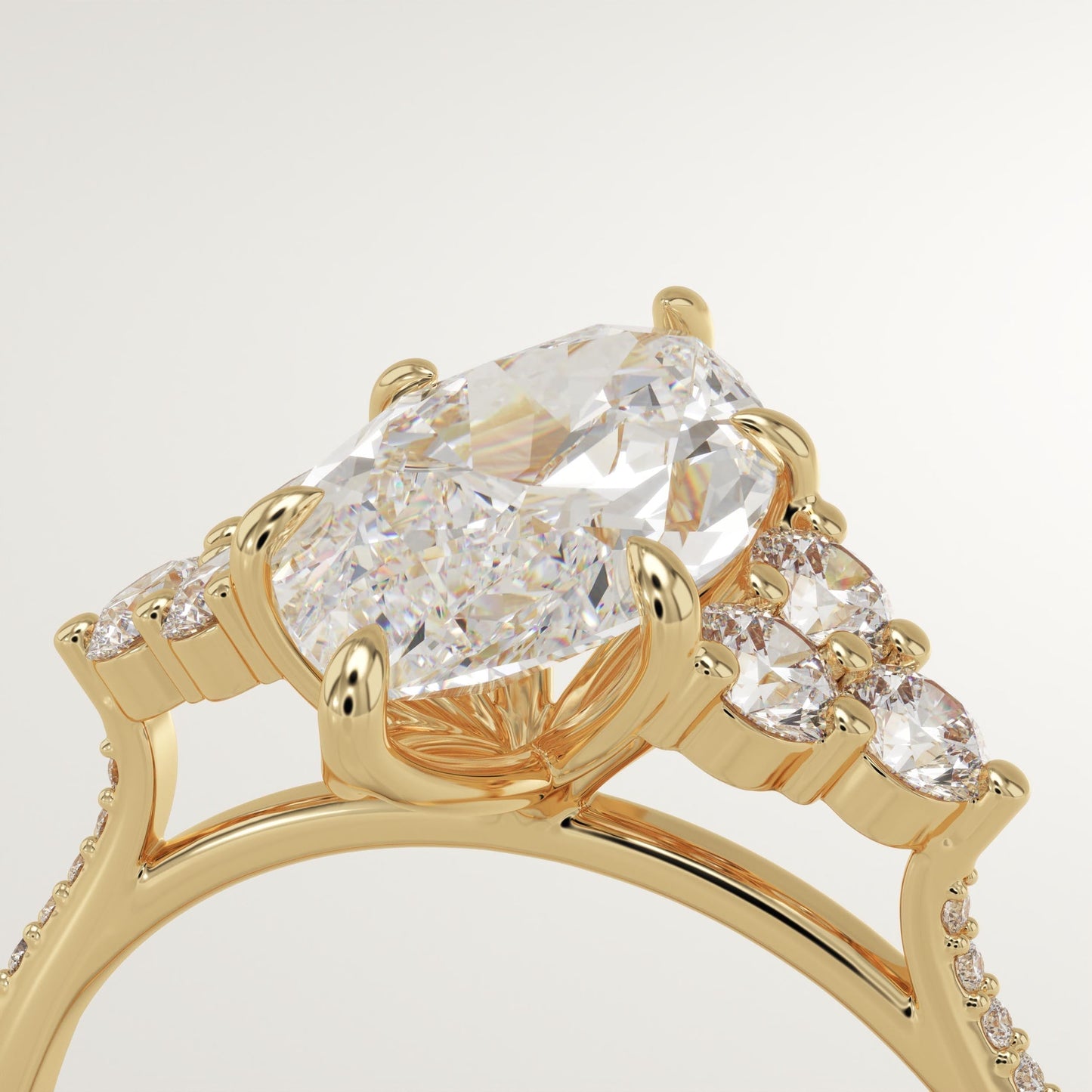 Marquise Cut Cluster Lab-Grown Diamond Engagement Ring