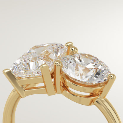 5 TCW Radiant & Round Cut Toi Et Moi Lab-Grown Diamond Engagement Ring