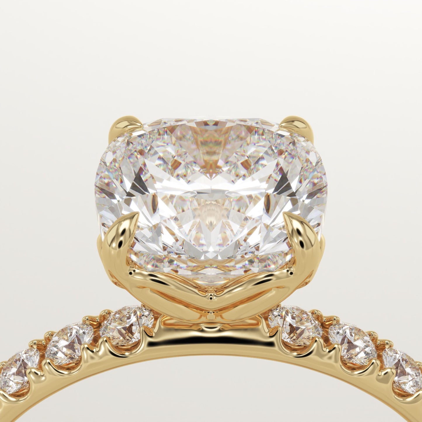 Cushion Cut Pave Lab-Grown Diamond Engagement Ring