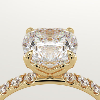 Cushion Cut Pave Lab-Grown Diamond Engagement Ring