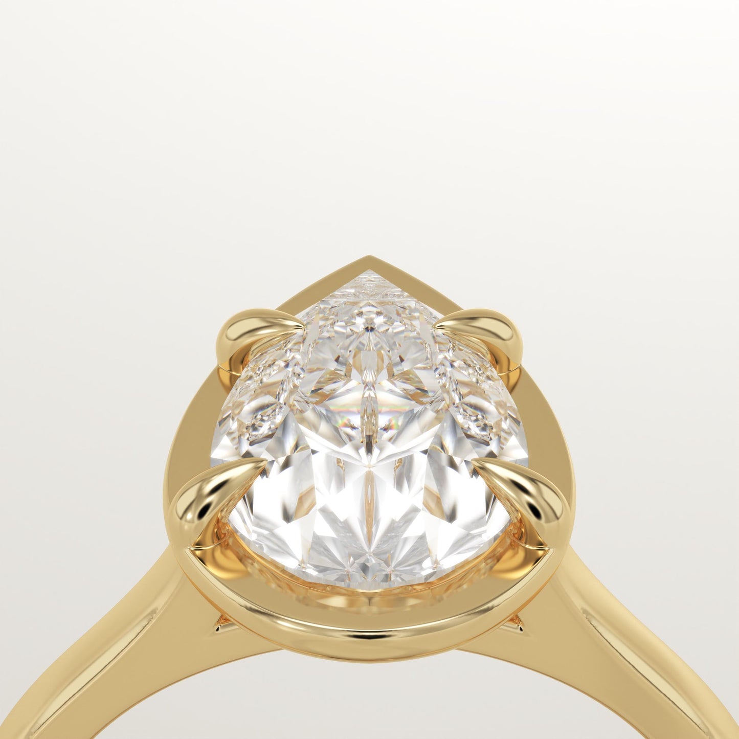 Pear Cut Solitaire Cathedral Lab-Grown Diamond Engagement Ring