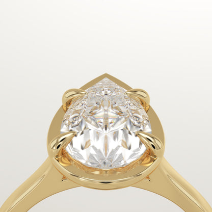 Pear Cut Solitaire Cathedral Lab-Grown Diamond Engagement Ring