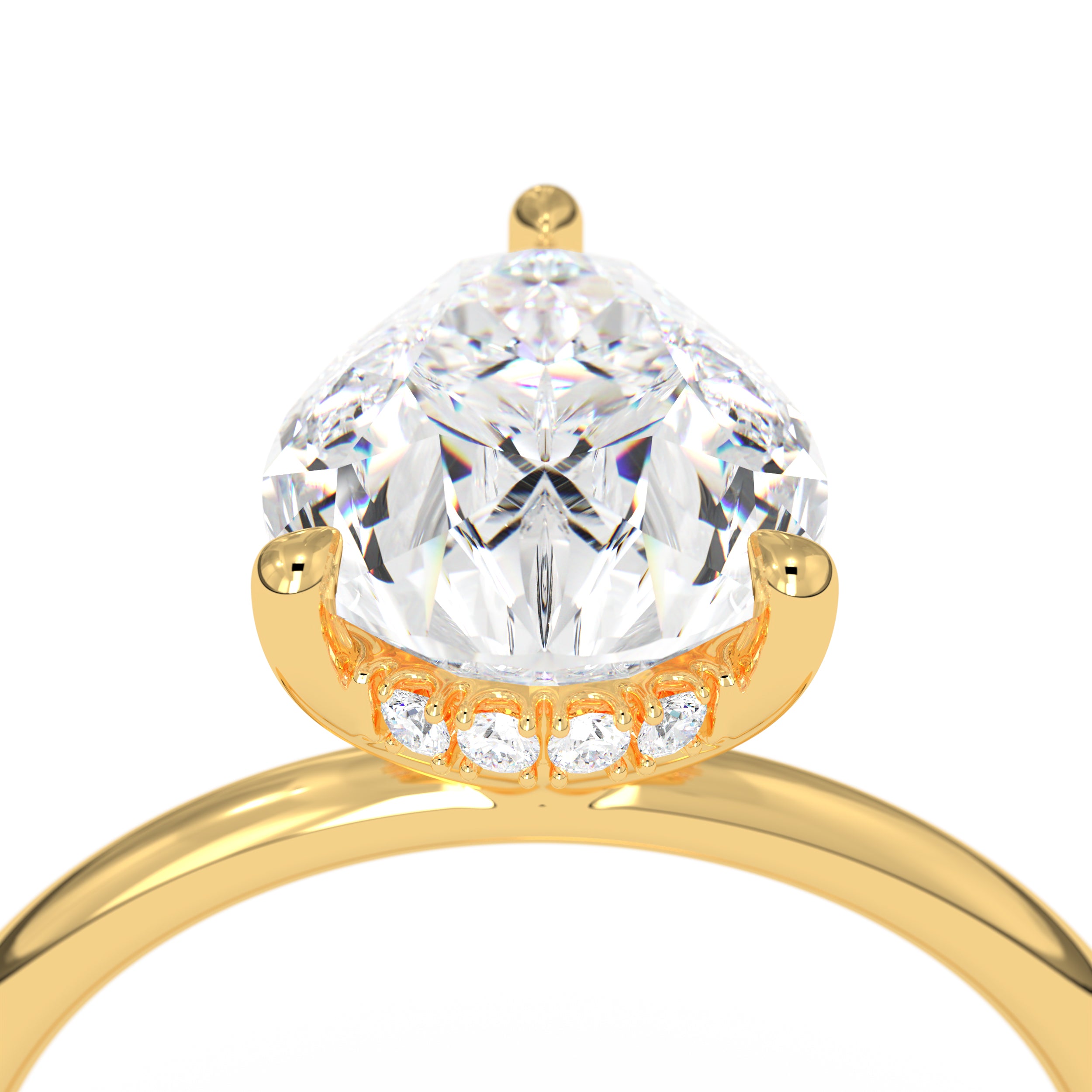 2.0 CT Pear Cut Hidden Halo Lab-Grown Diamond Engagement Ring