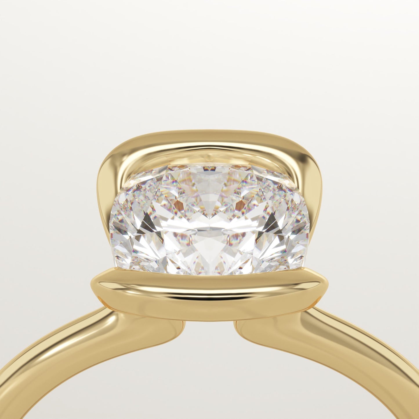 Cushion Cut Half Bezel Lab-Grown Diamond Engagement Ring