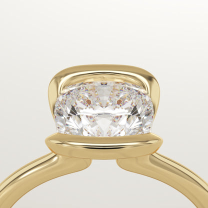 Cushion Cut Half Bezel Lab-Grown Diamond Engagement Ring