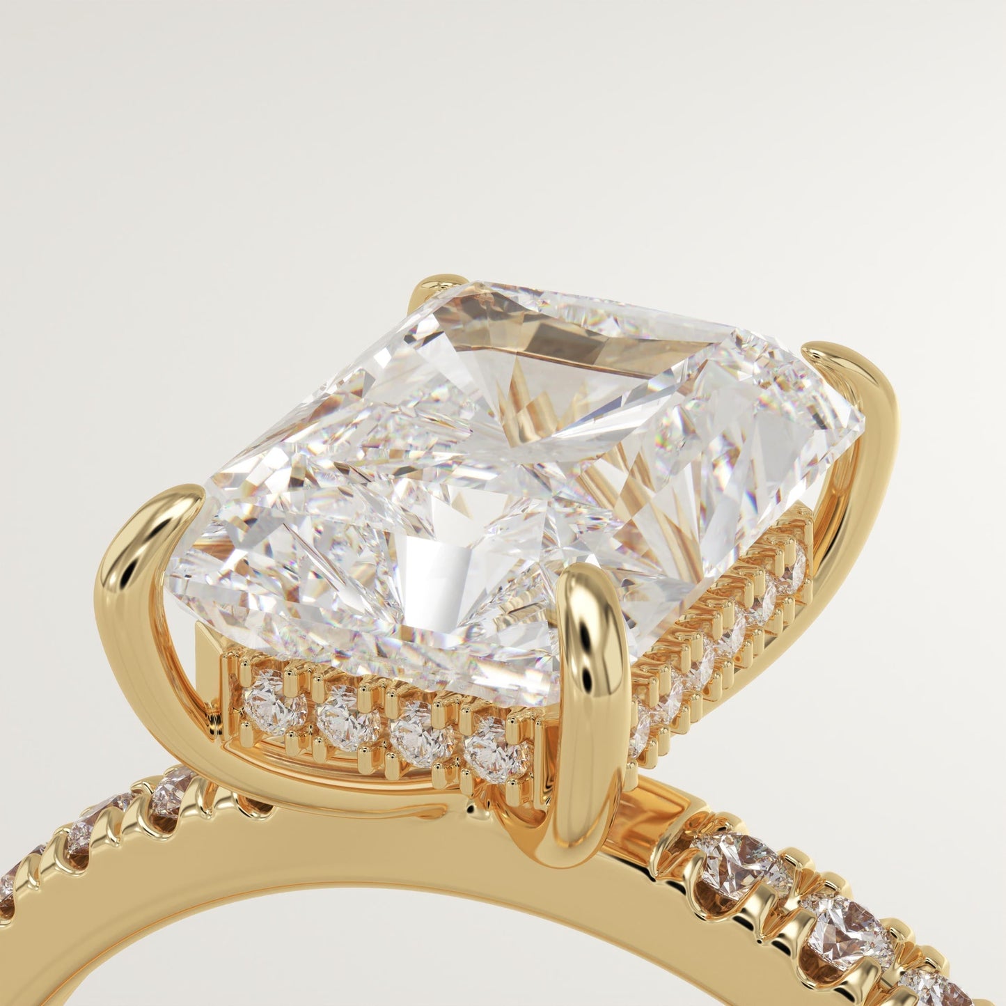 Radiant Cut Hidden Halo & Pave Lab-Grown Diamond Engagement Ring