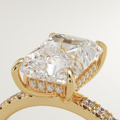 Radiant Cut Hidden Halo & Pave Lab-Grown Diamond Engagement Ring